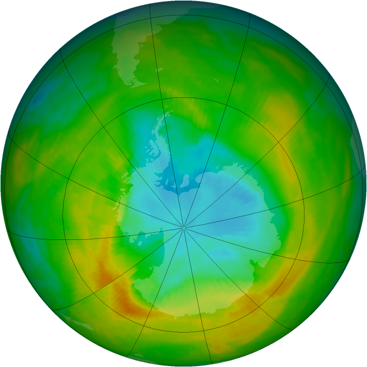 Antarctic ozone map for 20 November 1983